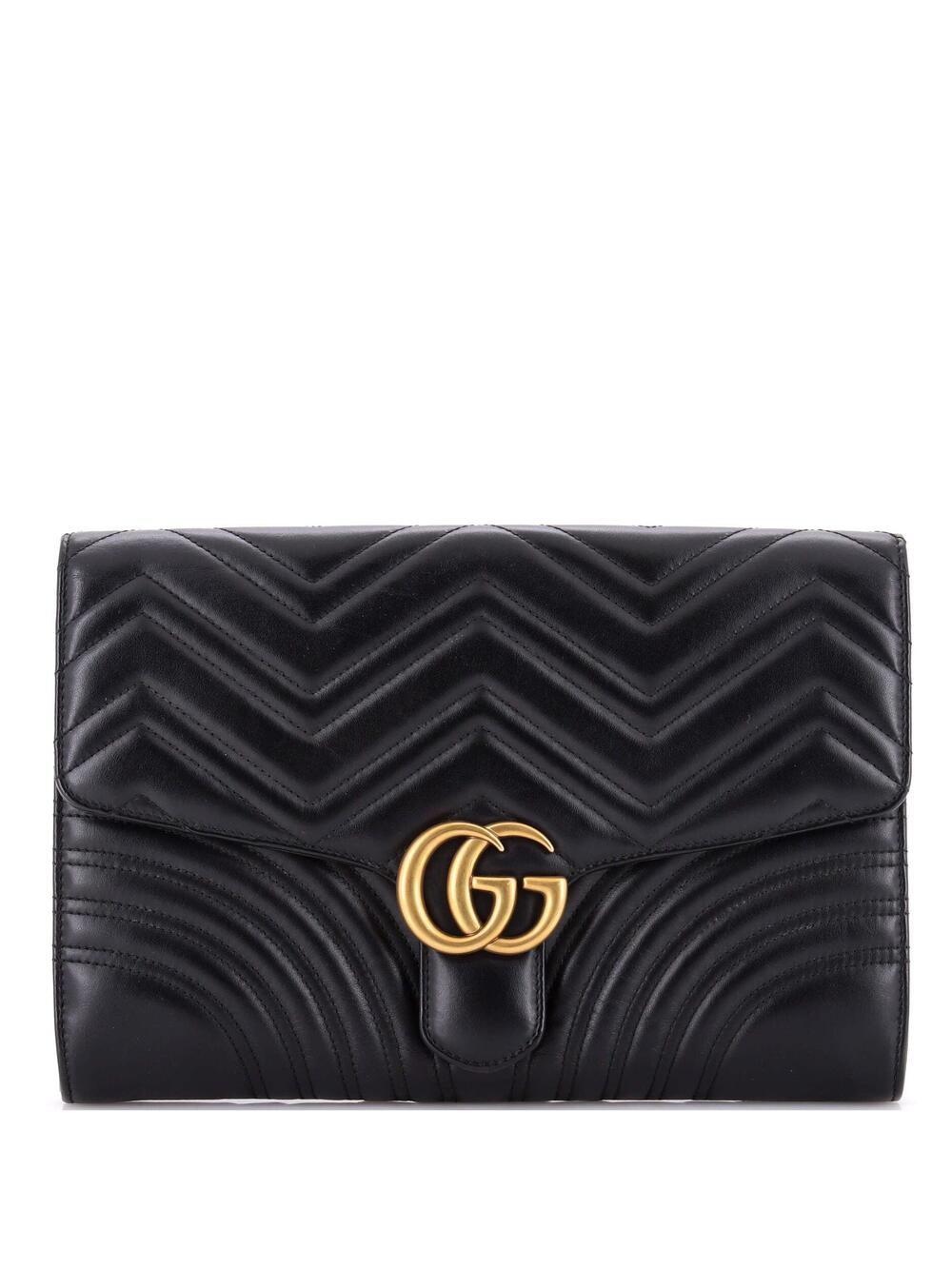 Gucci Gg Marmont Flap Clutch Matelasse #348945G10B